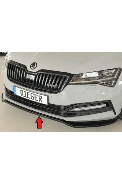 Rieger lipa pod přední nárazník pro Škoda Superb III 3T, 3V combi, 08/19-, plast ABS lakovaný do černé lesklé barvy
