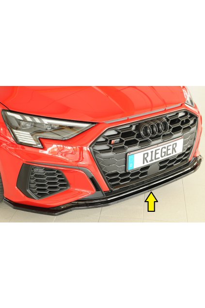 Rieger lipa pod přední nárazník pro Audi A3 GY 5-dvéř. (sedan), 11/19-, plast ABS lakovaný do černé lesklé barvy