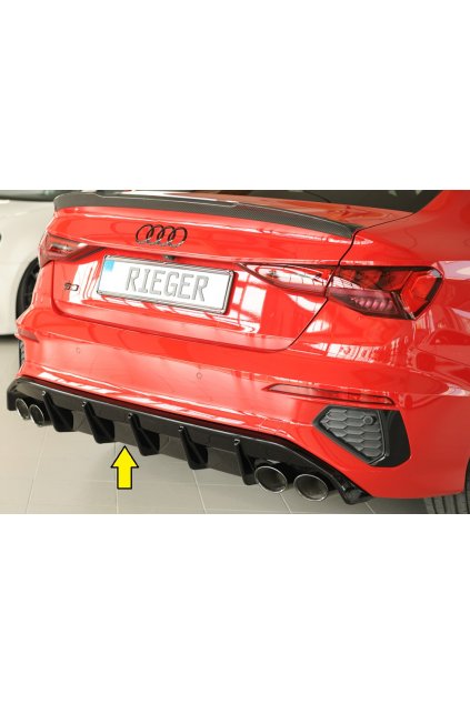 Rieger vložka zadního nárazníku pro Audi A3 S3 GY 5-dvéř. (sedan), plast ABS lakovaný do černé lesklé barvy