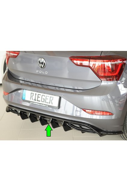 Rieger vložka zadního nárazníku pro Volkswagen Polo AW 5-dvéř., plast ABS lakovaný do černé lesklé barvy, R-Line, r.v. 06/2021-