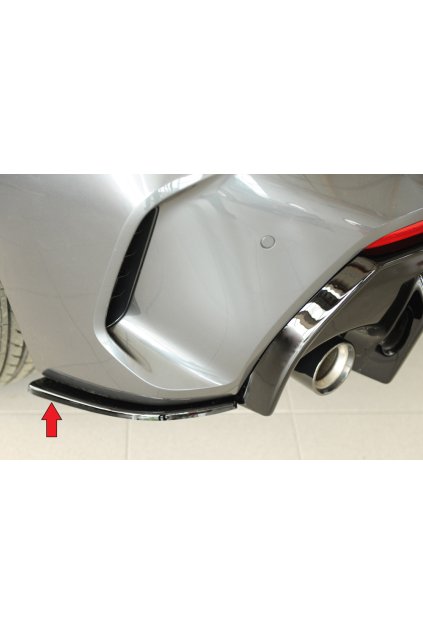 Rieger spoiler pod zadní nárazník na levé straně pro BMW řada 1 F40 hatchback / 4-dr. r.v. 07/19-, plast ABS lakovaný do černé lesklé barvy