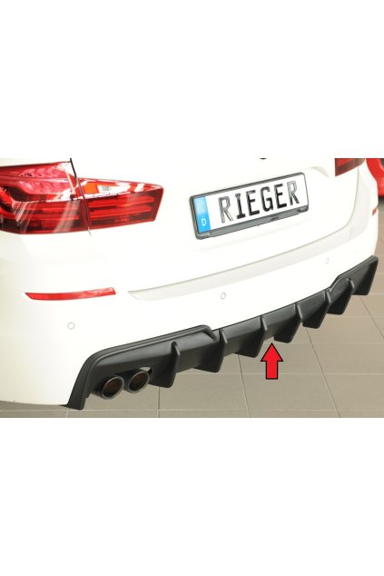 Rieger vložka zadního nárazníku (pro vozy s tažným zařízením) pro BMW řada 5 F11 touring, plast ABS bez povrchové úpravy, pro orig. dvojitou koncovku vlevo