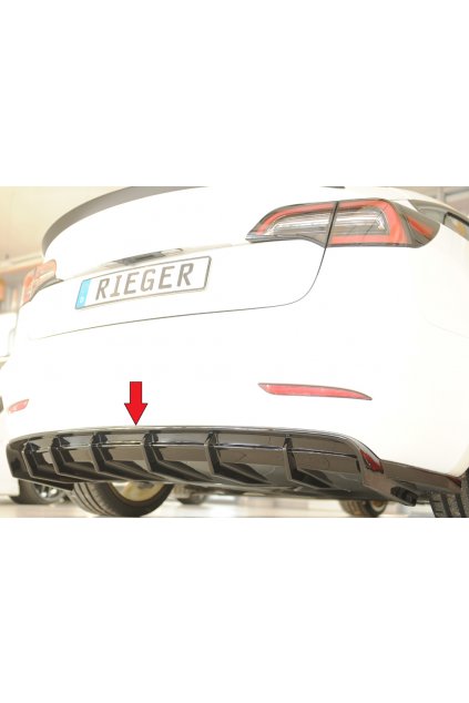 Rieger vložka zadního nárazníku pro Tesla Model 3 003, plast ABS lakovaný do černé lesklé barvy