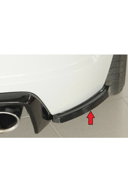 Rieger spoiler pod zadní nárazník na pravé straně pro Audi TT RS 8J, 8J1-FV, 8S roadster r.v. 05/16-08/18, plast ABS lakovaný do černé lesklé barvy
