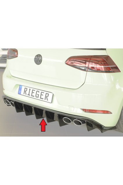 Rieger vložka zadního nárazníku pro Volkswagen Golf 7 R 5-dvéř., plast ABS lakovaný do černé lesklé barvy