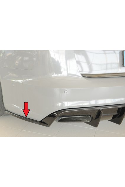 Rieger spoiler pod zadní nárazník na levé straně pro Audi A6 S6 4G, C7 sedan r.v. 09/14-, plast ABS lakovaný do černé lesklé barvy