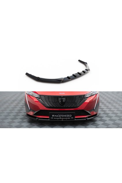 Maxton Design spoiler pod přední nárazník ver.2 pro Peugeot 308 Mk3, černý lesklý plast ABS, Hatchback/SW