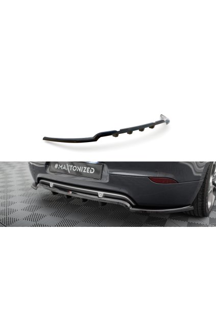 Maxton Design středový spoiler pod zadní nárazník s žebrováním pro Renault Megane GT Mk3 Facelift, černý lesklý plast ABS