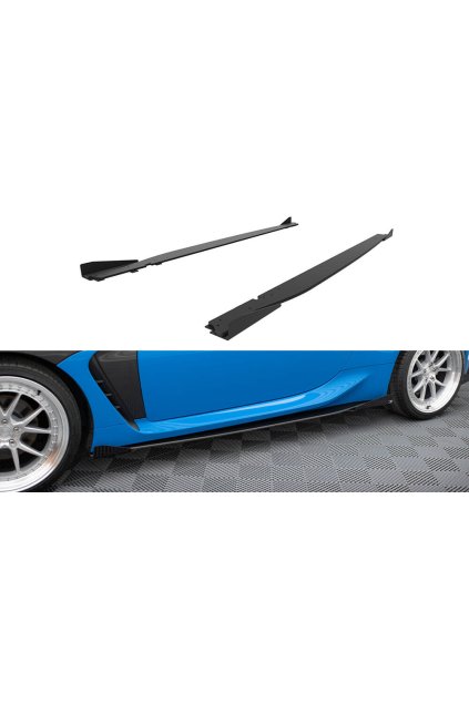 Maxton Design "Street Pro" difuzory pod boční prahy s křidélky ver.1 pro Toyota GR86 Mk1, plast ABS bez povrchové úpravy, s červenou linkou