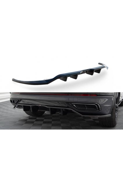 Maxton Design středový spoiler pod zadní nárazník s žebrováním pro Volkswagen Tiguan Mk2 R-Line Facelift, černý lesklý plast ABS