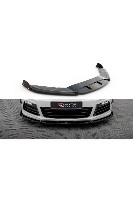 Maxton Design spoiler pod přední nárazník ver.3 s křidélky pro Volkswagen Scirocco R Mk3, černý lesklý plast ABS