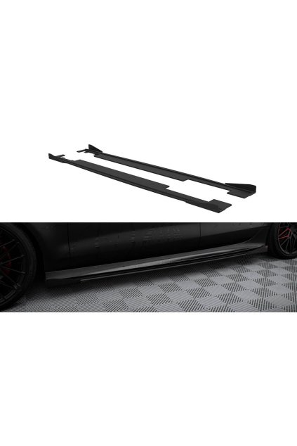 Maxton Design "Street Pro" difuzory pod boční prahy s křidélky pro Audi A7 C7, plast ABS bez povrchové úpravy, pro S-Line, RS7-Look