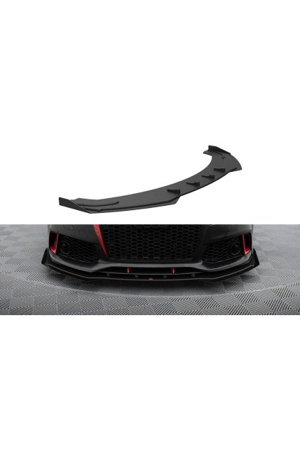 Maxton Design "Street Pro" spoiler pod přední nárazník s křidélky pro Audi A7 C7, plast ABS bez povrchové úpravy, s červenou linkou, RS7 Look
