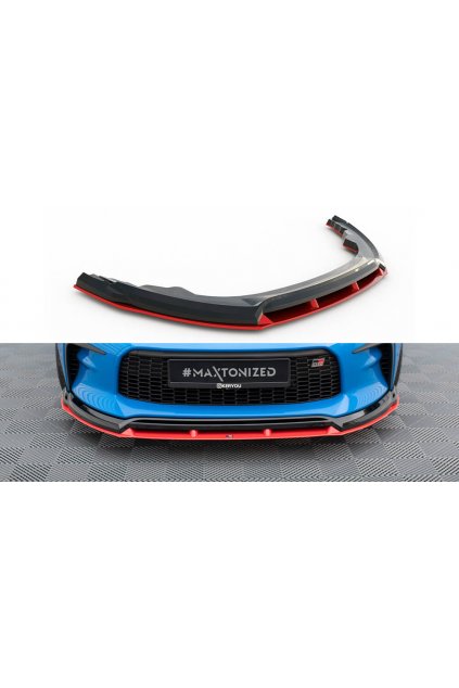 Maxton Design spoiler pod přední nárazník ver.2 pro Toyota GR86 Mk1, černý lesklý plast ABS, s červeným žebrováním