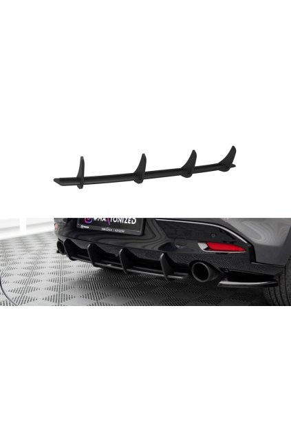 Maxton Design "Street Pro" difuzor zadního nárazníku pro Mazda 3 Mk4, plast ABS bez povrchové úpravy, s černou a červenou linkou