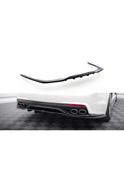 Maxton Design středový spoiler pod zadní nárazník s žebrováním pro Kia Stinger GT-Line, černý lesklý plast ABS