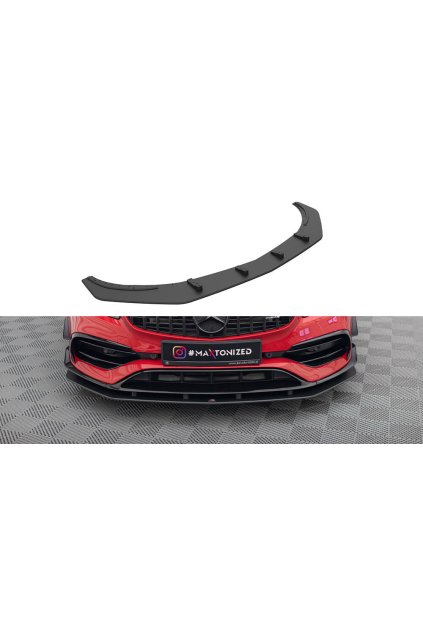 Maxton Design "Street Pro" spoiler pod přední nárazník pro Mercedes třída A W176 45 AMG Aero, plast ABS bez povrchové úpravy, s červenou linkou