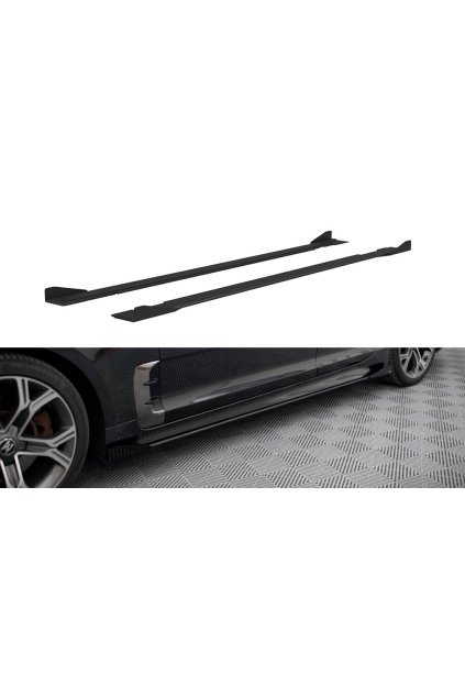 Maxton Design "Street Pro" difuzory pod boční prahy s křidélky pro Kia Stinger GT, GT-Line, plast ABS bez povrchové úpravy, s červenou linkou
