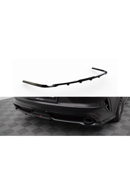 Maxton Design středový spoiler pod zadní nárazník s žebrováním pro Kia Proceed Mk1 Facelift GT, černý lesklý plast ABS