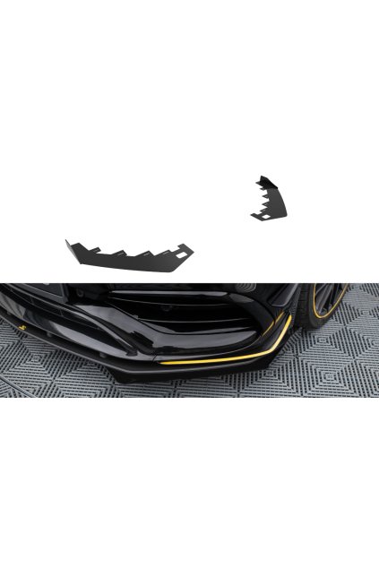 Maxton Design rohové spoilery pod přední nárazník pro Mercedes CLA C 117 Facelift 45 Aero, plast ABS bez povrchové úpravy