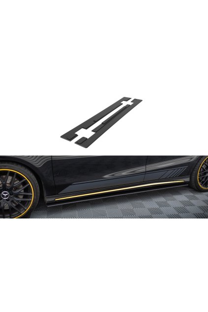 Maxton Design "Street Pro" difuzory pod boční prahy pro Mercedes CLA C 117 Facelift 45 AMG, plast ABS bez povrchové úpravy, s červenou linkou