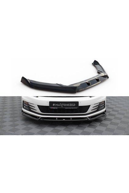 Maxton Design spoiler pod přední nárazník ver.2 pro Volkswagen Scirocco Mk3 Facelift, černý lesklý plast ABS