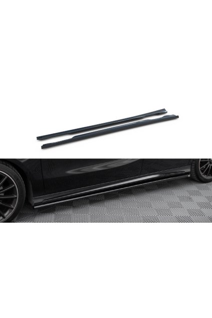 Maxton Design difuzory pod boční prahy pro Mercedes třída A W176 Facelift AMG-Line, černý lesklý plast ABS