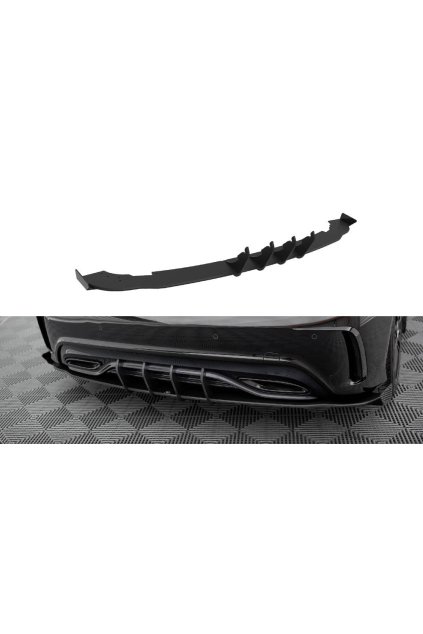 Maxton Design "Street Pro" boční difuzory pod zadní nárazník s křidélky pro Mercedes třída A W176 Facelift AMG-Line, plast ABS bez povrchové úpravy, s červenou linkou