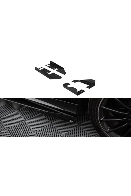 Maxton Design křidélka bočních difuzorů pro Mercedes třída A W176 Facelift AMG-Line, černý lesklý plast ABS