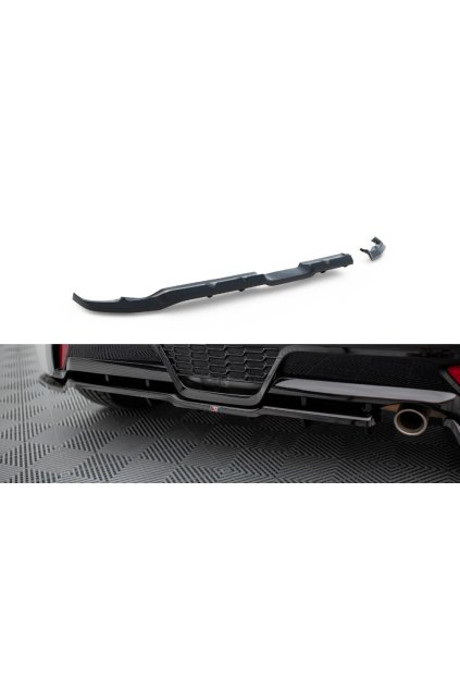 Maxton Design středový spoiler pod zadní nárazník s žebrováním pro Toyota Yaris GR Sport Mk4, černý lesklý plast ABS