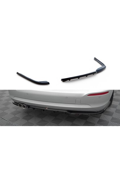 Maxton Design středový spoiler pod zadní nárazník s žebrováním pro BMW řada 3 GT F34 Facelift, černý lesklý plast ABS