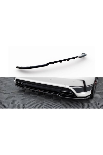 Maxton Design středový spoiler pod zadní nárazník s žebrováním pro Mercedes třída A W176 45 AMG, černý lesklý plast ABS