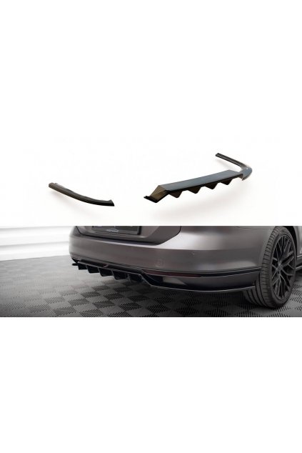 Maxton Design středový spoiler pod zadní nárazník s žebrováním pro Volkswagen Passat Mk8 (B8), černý lesklý plast ABS, R-Line