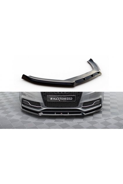 Maxton Design spoiler pod přední nárazník ver.3 pro Audi S5 8T FL, černý lesklý plast ABS, Coupe/Sportback