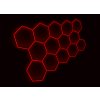 Kompletní LED hexagonové svítidlo červené, rozměr 14 elementů 420 x 238 cm