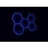Kompletní LED hexagonové svítidlo modré, rozměr 5 elementů 238 x 168 cm