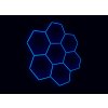 Kompletní LED hexagonové svítidlo modré, rozměr 7 elementů 238 x 252 cm