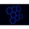 Kompletní LED hexagonové svítidlo modré, rozměr 8 elementů 252 x 238 cm