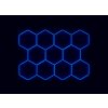 Kompletní LED hexagonové svítidlo modré, rozměr: 11 elementů 336 x 238 cm