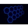 Kompletní LED hexagonové svítidlo modré, rozměr 14 elementů 420 x 238 cm