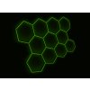 Kompletní LED hexagonové svítidlo zelené, rozměr 11 elementů 336 x 238 cm