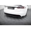 Maxton Design středový spoiler pod zadní nárazník s žebrováním v.1 pro Tesla Model S Plaid Mk1 Facelift, černý lesklý plast ABS