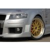 Rieger kompletní přední nárazník pro Audi A3 8P 3-dvéř. před faceliftem, plast ABS bez povrchové úpravy, R-Frame look, s držáky a kryty originálních mlhových světel, vč. integrované masky, s žebrováním, pro vozy s ostřikovači světlometů