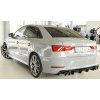 Rieger vložka zadního nárazníku pro Audi A3 8V 3-dvéř. (convertible 8V7), 5-dvéř. (sedan 8VS) před faceliftem, plast ABS lakovaný do černé lesklé barvy, pro dvojité koncovky na obou stranách 4x90 mm