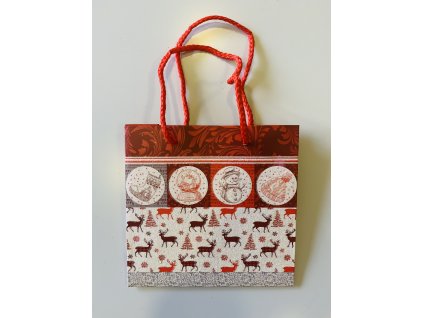 Dárková taška vánoční s třpytkami  15 x 14,5 cm