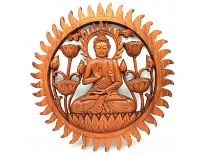 Dekorativní dřevěný panel Buddha lotos 40 cm