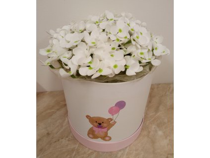 Dárkový box z mýdlových květů - 16 bílých hortenzií