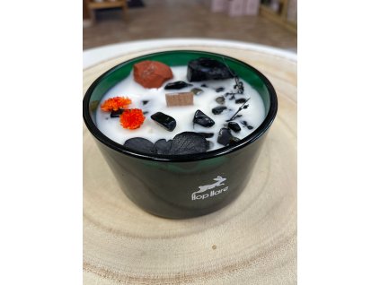 Květinová svíčka s krystaly - Ďábel 175g