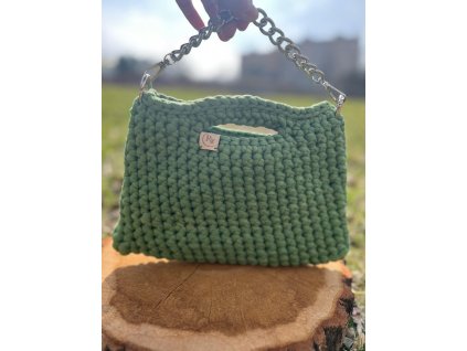 mini zelena hackovana kabelka s retizkem pevna