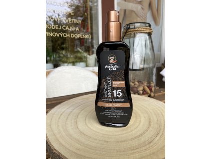 Gel na opalování Australian Gold SPF 15 Spray Gel s bronzerem-237 ml